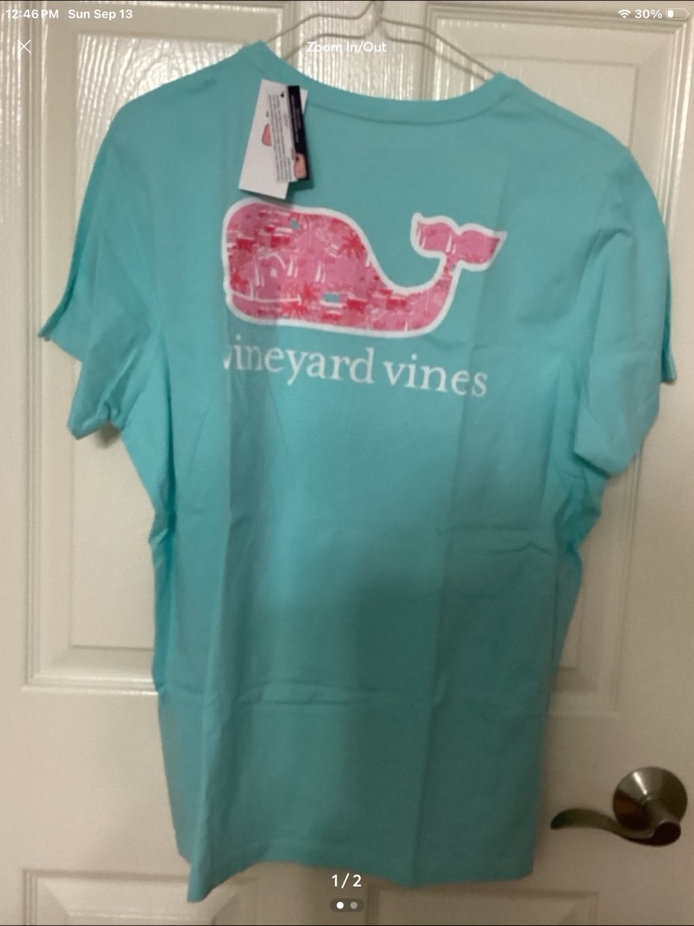 Vineyard Vines Bermuda Scene Whale Aqua Splash SS Tee Choose Women’s XL or Large